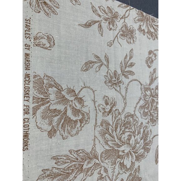 Fabric Fat Quarter By Marsha McCloskey Clothworks Floral Beige & Yellow Cotton 1 - Picture 3 of 5
